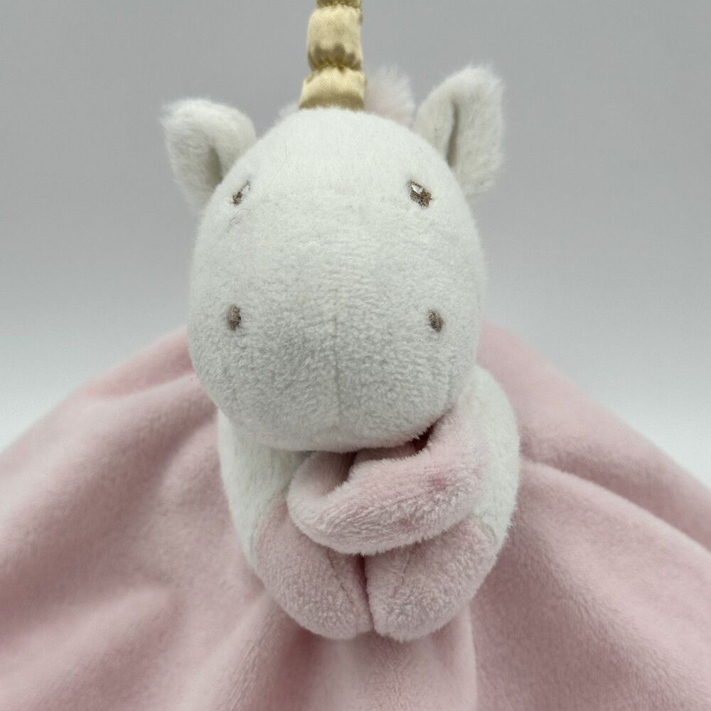 Baby GUND Luna Pink Unicorn Lovey Security Blanket White Plush Toy Satin Trim